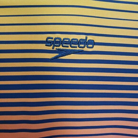 Speedo Long Sleeve Crop Top Navy Orange Striped Women's Size 8 US 10 AUS - Picture 2 of 12